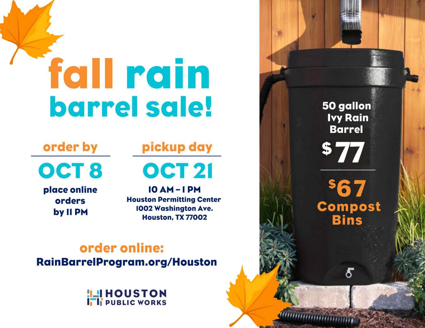 Fall Rain Barrel Sale